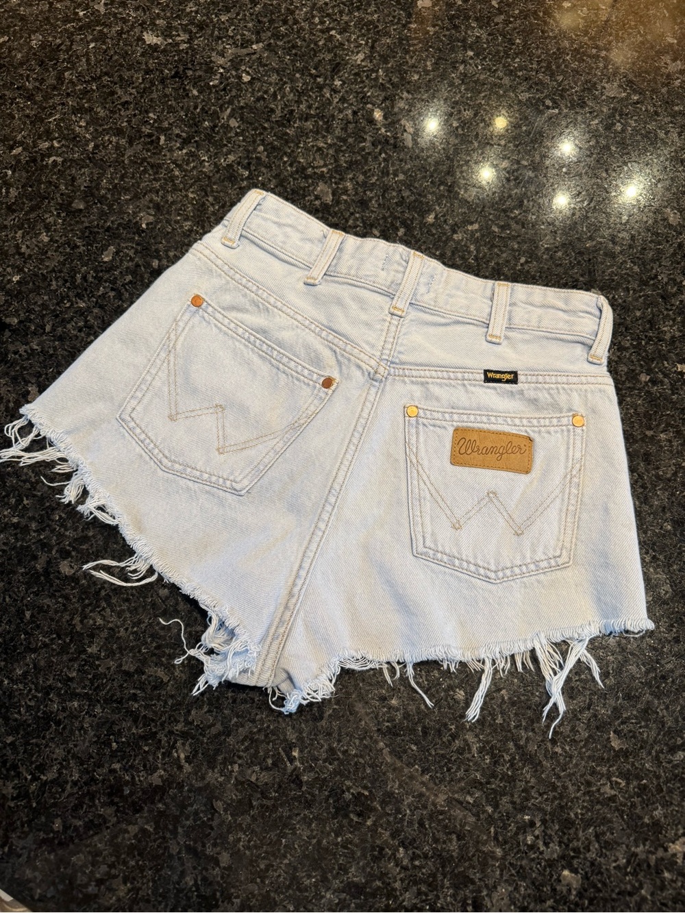 Wrangler Light Blue Frayed Hem Jean Shorts